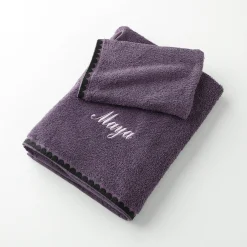 Badhanddoek<Blancheporte Handdoeken met fantasieborduursel, personaliseerbaar - 420 g/m2 aubergine