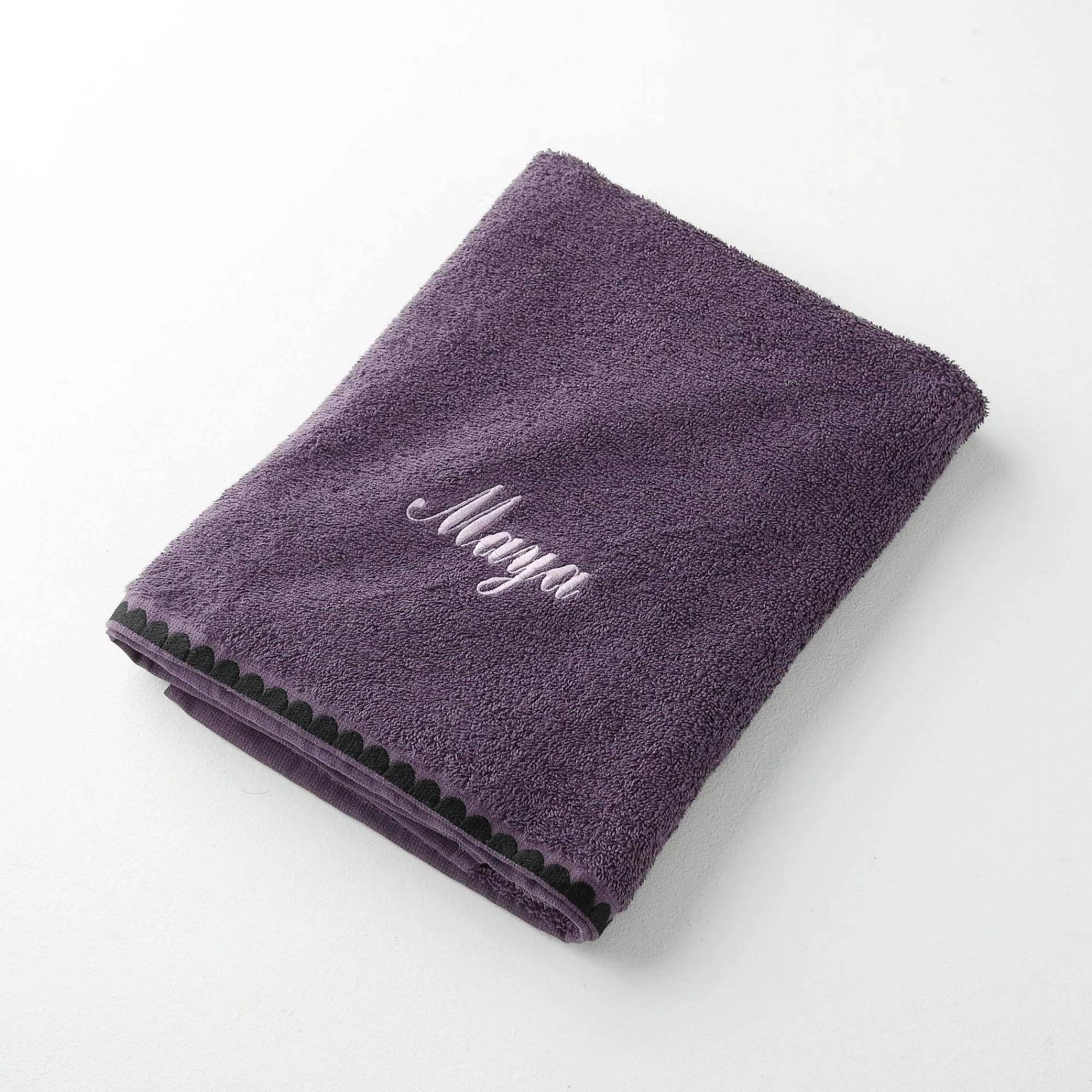 Badhanddoek<Blancheporte Handdoeken met fantasieborduursel, personaliseerbaar - 420 g/m2 aubergine