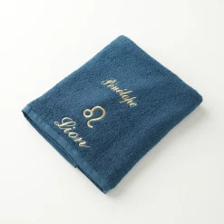Badhanddoek<Blancheporte Handdoeken met "Lion" borduursel, personaliseerbaar - 420 g/m2 pauwblauw