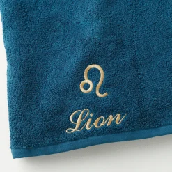 Badhanddoek<Blancheporte Handdoeken met "Lion" borduursel - 420 g/m2 pauwblauw