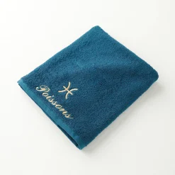 Badhanddoek<Blancheporte Handdoeken met "Poisson" borduursel - 420 g/m2 pauwblauw