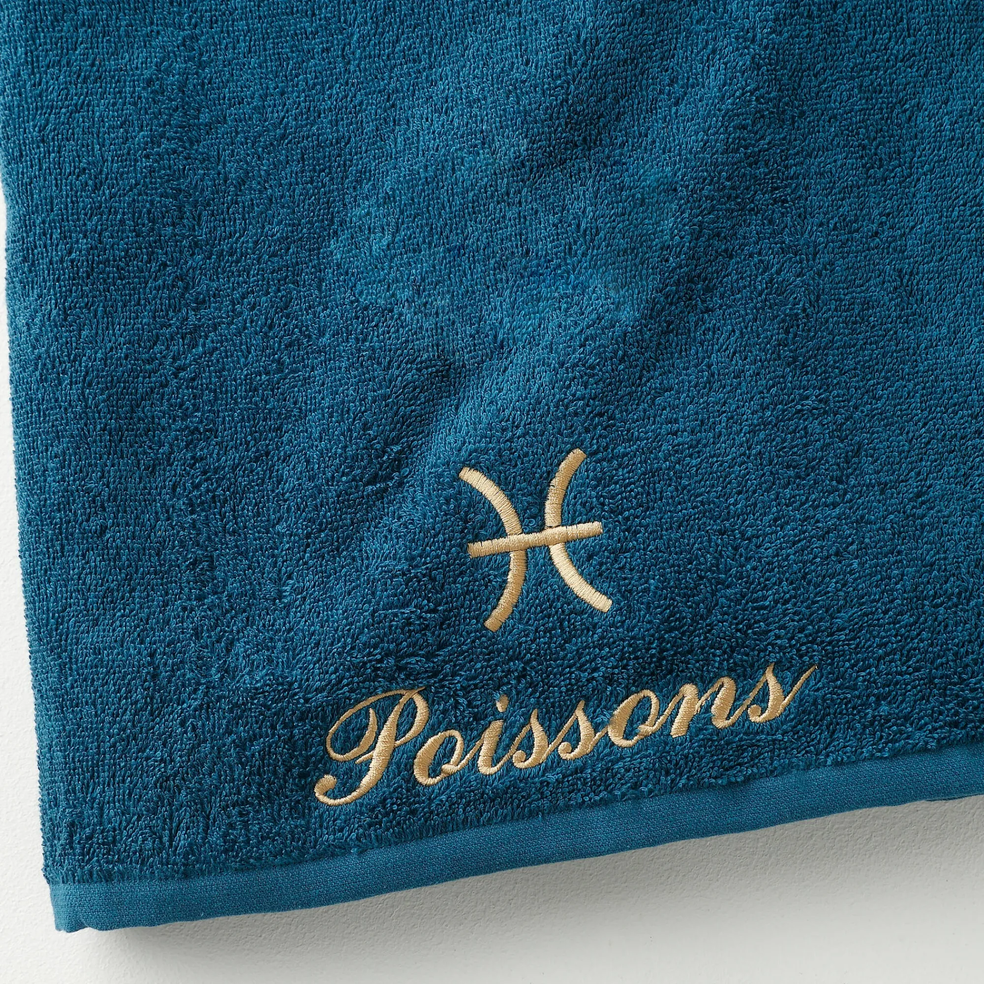 Badhanddoek<Blancheporte Handdoeken met "Poisson" borduursel - 420 g/m2 pauwblauw