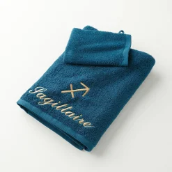 Badhanddoek<Blancheporte Handdoeken met "Sagittaire" borduursel - 420 g/m2 pauwblauw