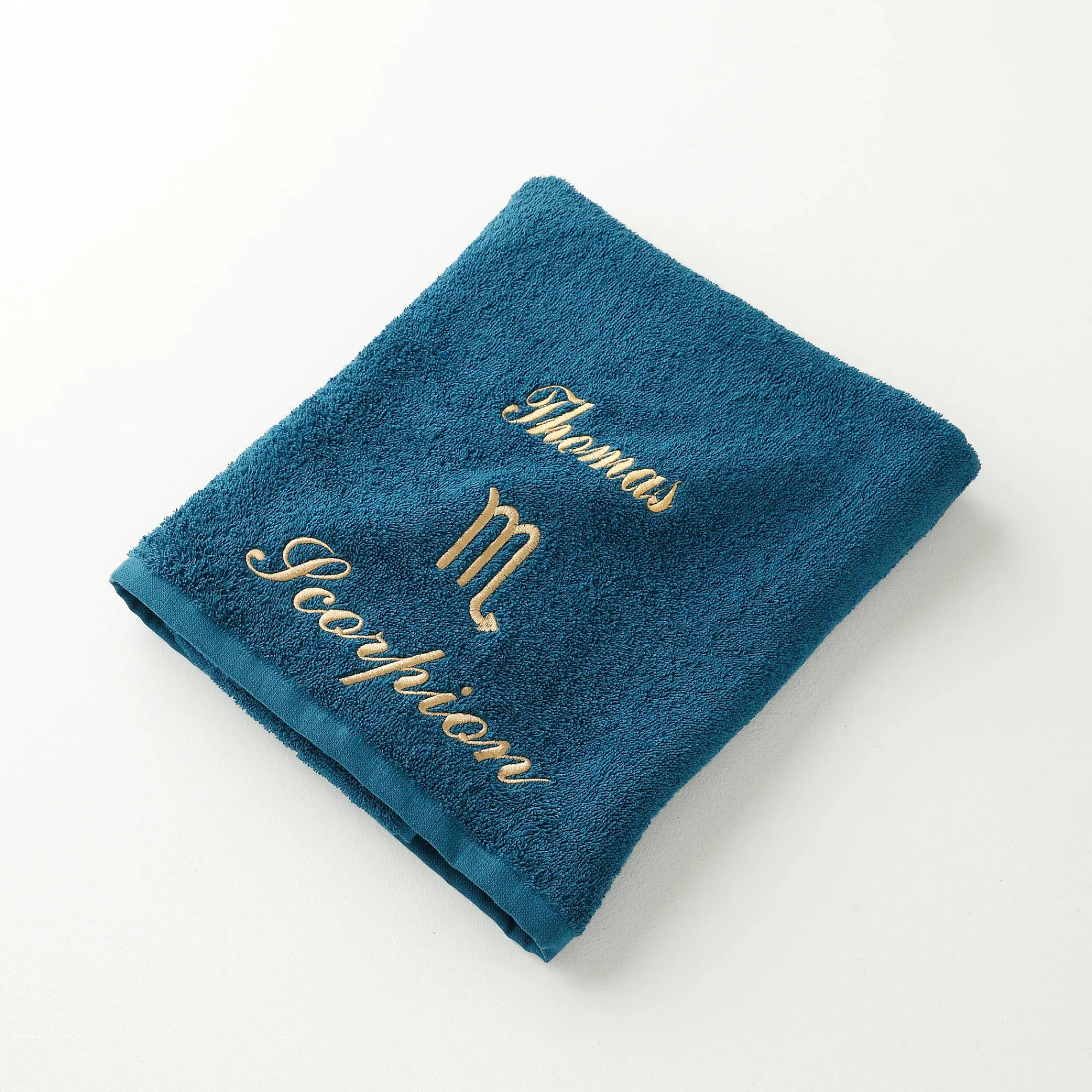 Badhanddoek<Blancheporte Handdoeken met "Scorpion" borduursel, personaliseerbaar - 420 g/m2 pauwblauw