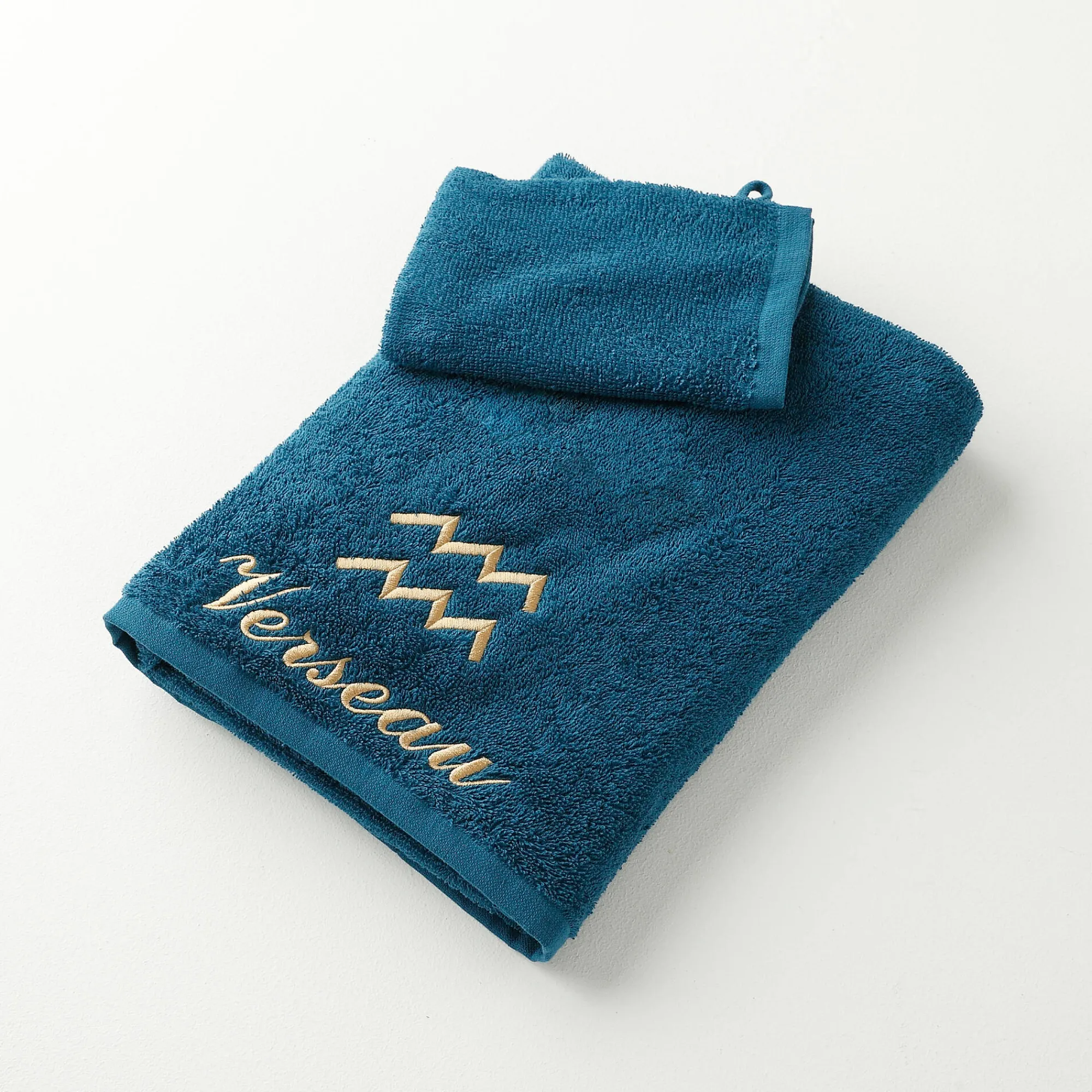 Badhanddoek<Blancheporte Handdoeken met "Verseau" borduursel - 420 g/m2 pauwblauw