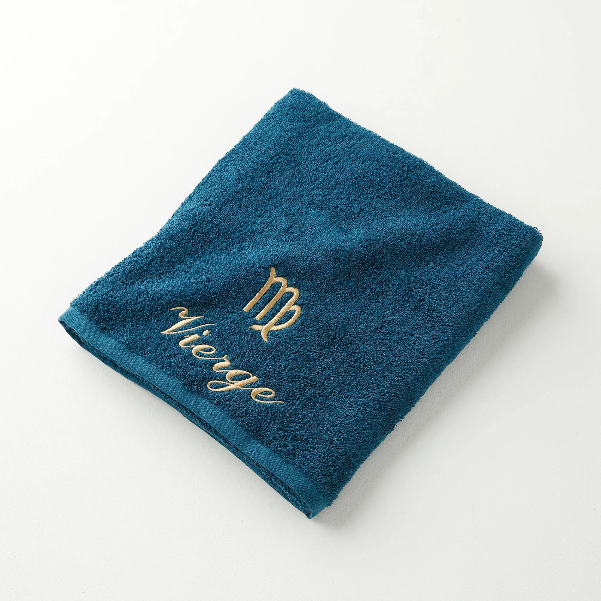 Badhanddoek<Blancheporte Handdoeken met "Vierge" borduursel - 420 g/m2 pauwblauw