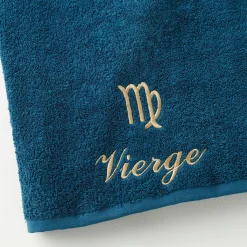 Badhanddoek<Blancheporte Handdoeken met "Vierge" borduursel - 420 g/m2 pauwblauw