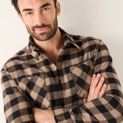 T-Shirt, Hemd En Polo<Blancheporte Hemd in flanel met Schotse ruiten bruin / zwart