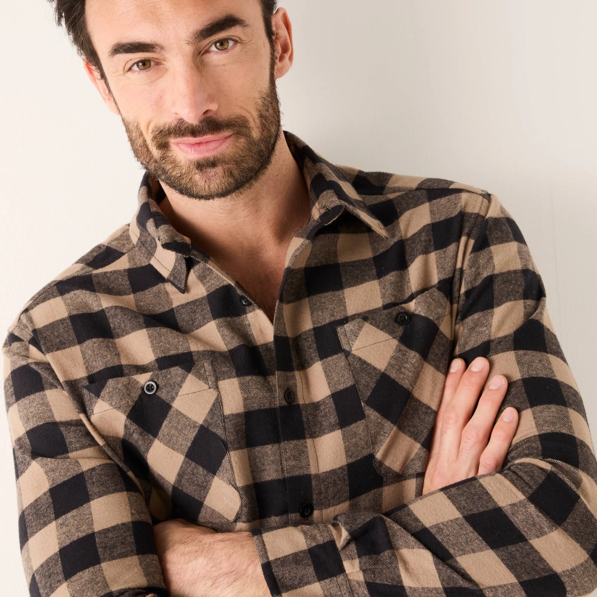 T-Shirt, Hemd En Polo<Blancheporte Hemd in flanel met Schotse ruiten bruin / zwart