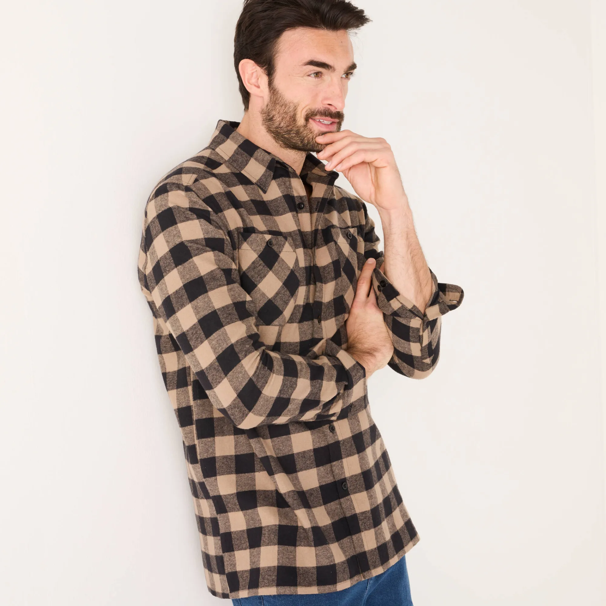 T-Shirt, Hemd En Polo<Blancheporte Hemd in flanel met Schotse ruiten bruin / zwart