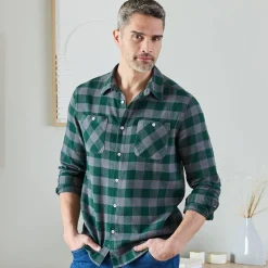 T-Shirt, Hemd En Polo<Blancheporte Hemd in flanel met Schotse ruiten groen / grijs