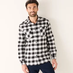 T-Shirt, Hemd En Polo<Blancheporte Hemd in flanel met Schotse ruiten wit / zwart
