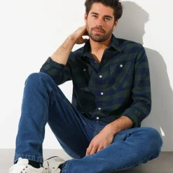 Feestoutfits Heren|T-Shirt, Hemd En Polo<Blancheporte Hemd in flanel met Schotse ruiten groen / marine