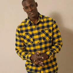 Feestoutfits Heren|T-Shirt, Hemd En Polo<Blancheporte Hemd in flanel met Schotse ruiten geel / marine