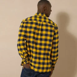 Feestoutfits Heren|T-Shirt, Hemd En Polo<Blancheporte Hemd in flanel met Schotse ruiten geel / marine