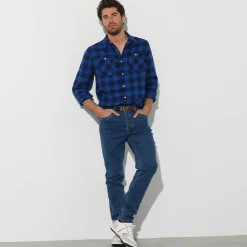 Feestoutfits Heren|T-Shirt, Hemd En Polo<Blancheporte Hemd in flanel met Schotse ruiten blauw / marine