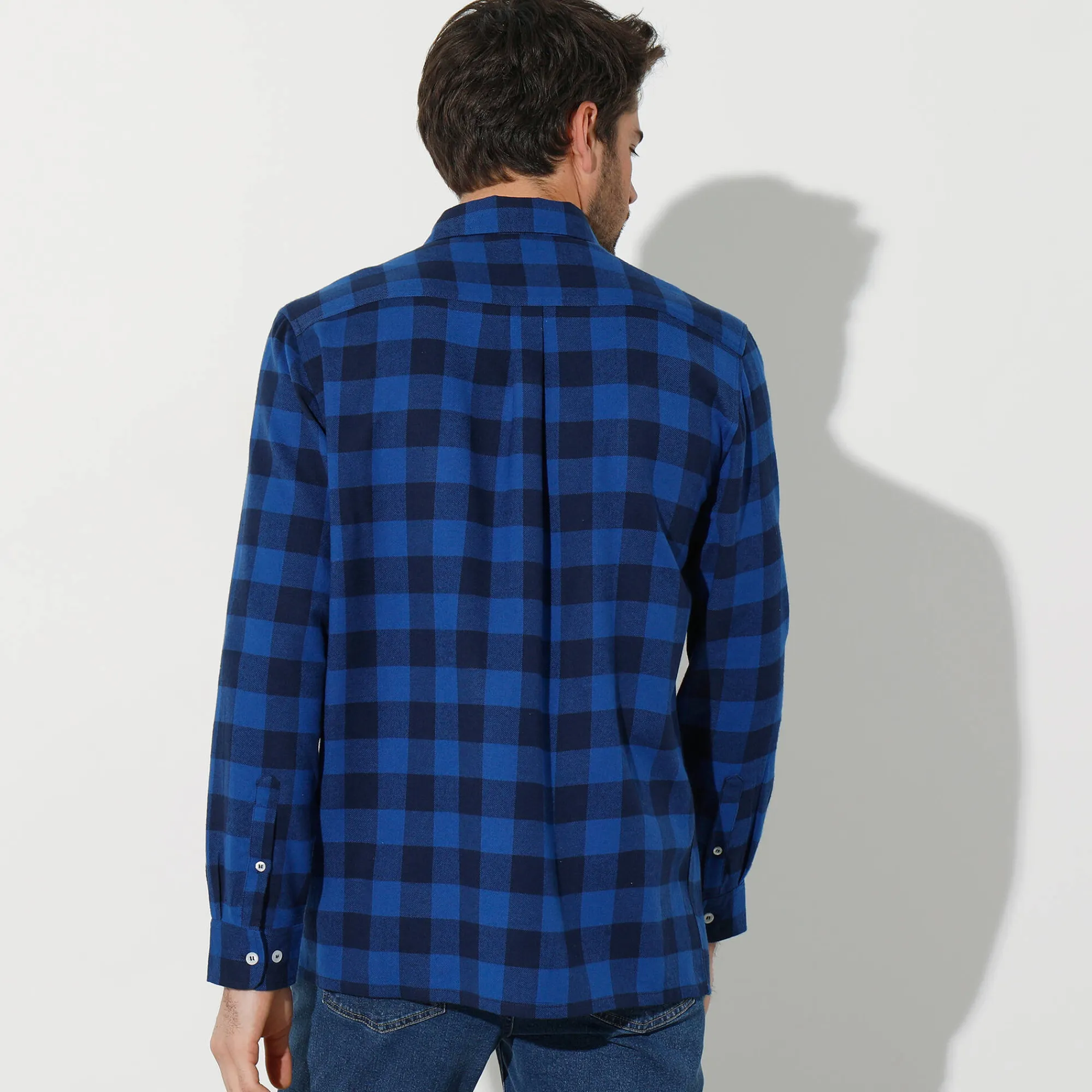Feestoutfits Heren|T-Shirt, Hemd En Polo<Blancheporte Hemd in flanel met Schotse ruiten blauw / marine