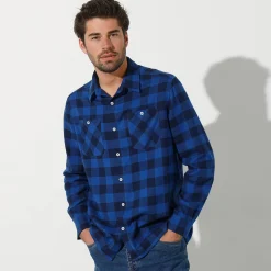 Feestoutfits Heren|T-Shirt, Hemd En Polo<Blancheporte Hemd in flanel met Schotse ruiten blauw / marine