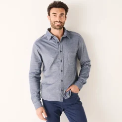 Feestoutfits Heren|T-Shirt, Hemd En Polo<Blancheporte Hemd in piquétricot, lange mouwen gespikkeld blauw
