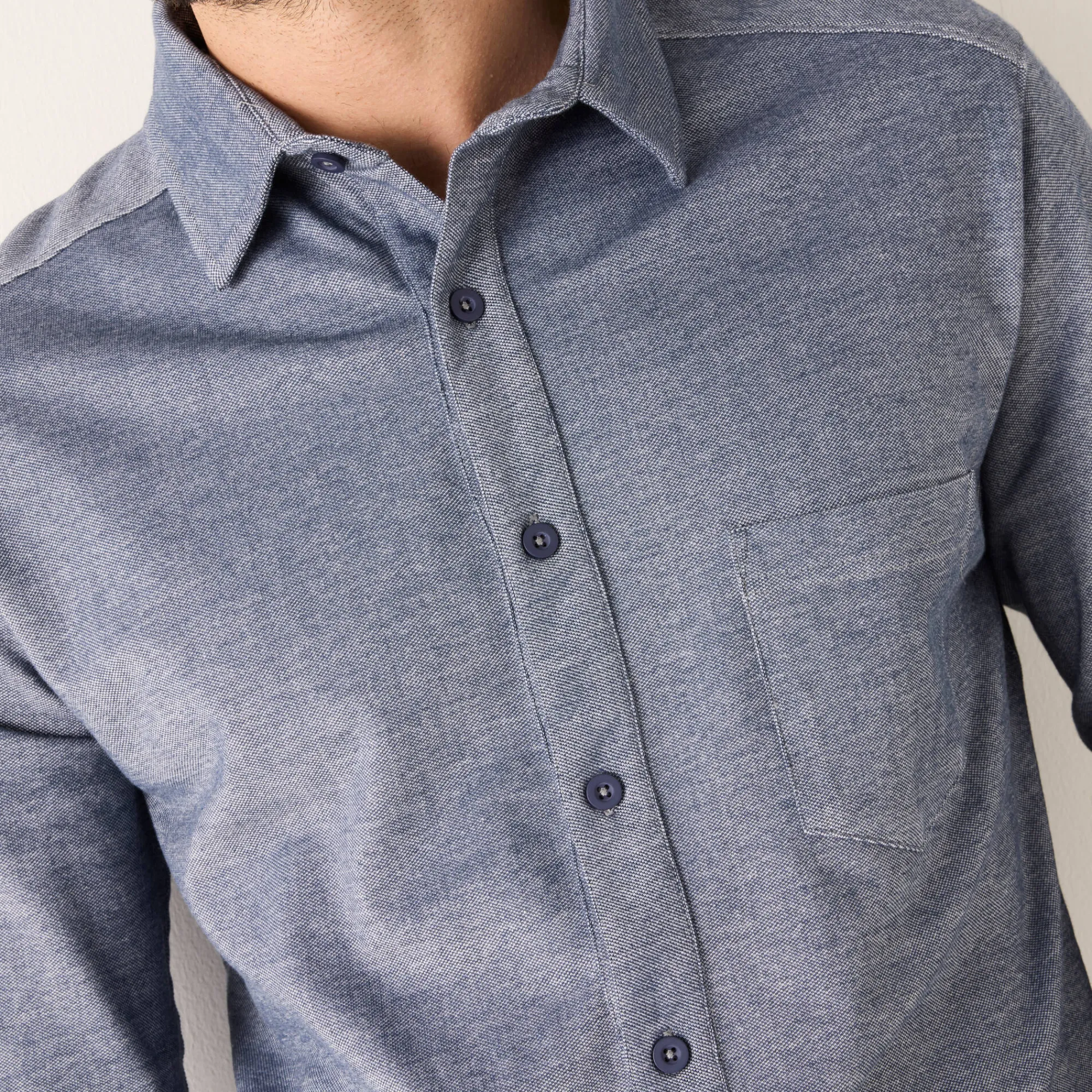 Feestoutfits Heren|T-Shirt, Hemd En Polo<Blancheporte Hemd in piquétricot, lange mouwen gespikkeld blauw