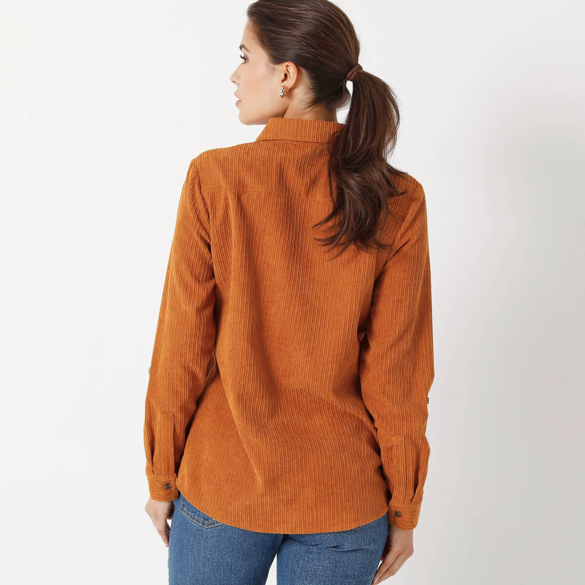 Bloes En Tuniek<Blancheporte Hemd in ribvelours honing