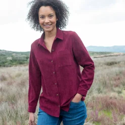 Bloes En Tuniek<Blancheporte Hemd in ribvelours pruim