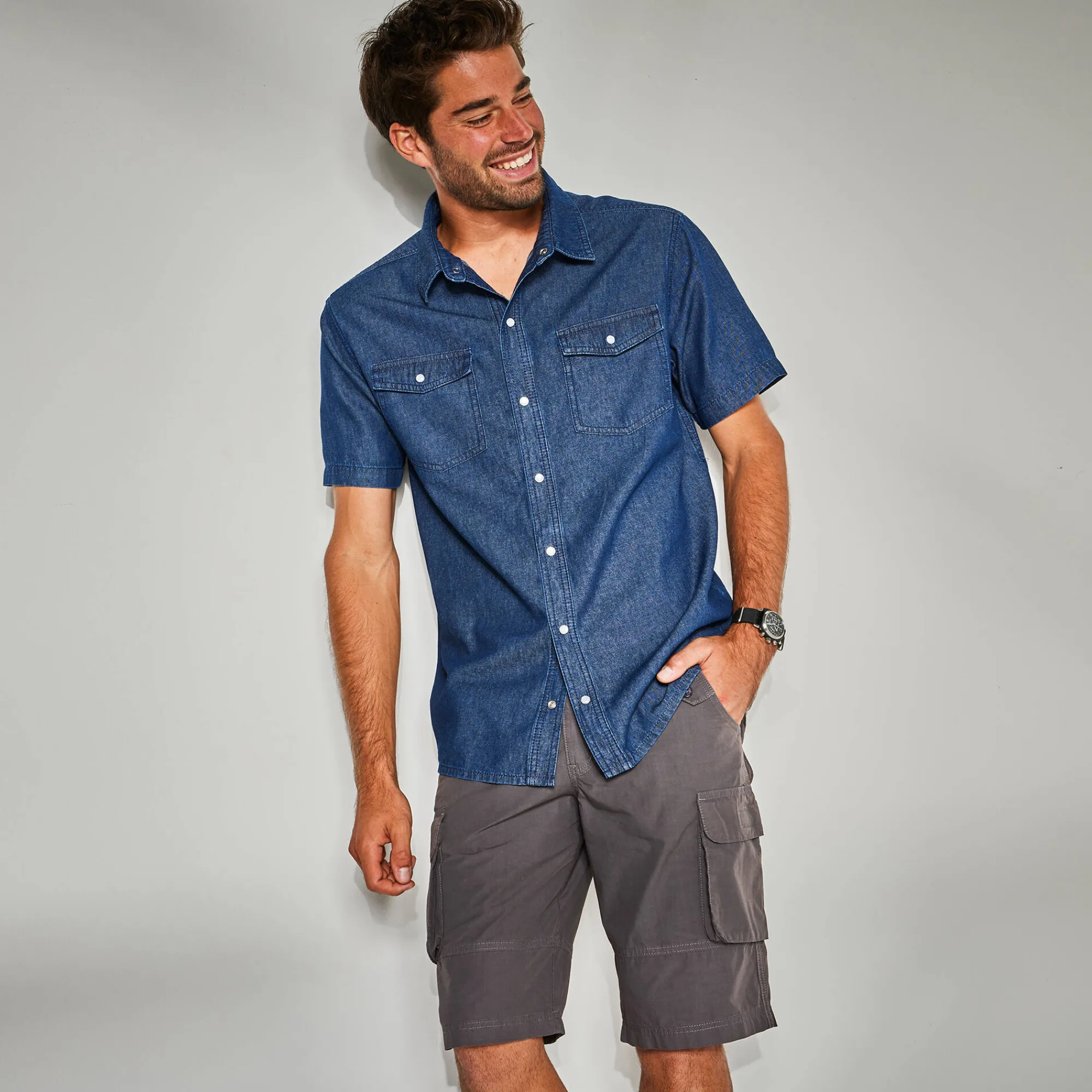 T-Shirt, Hemd En Polo<Blancheporte Hemd met drukknopen en korte mouwen stone