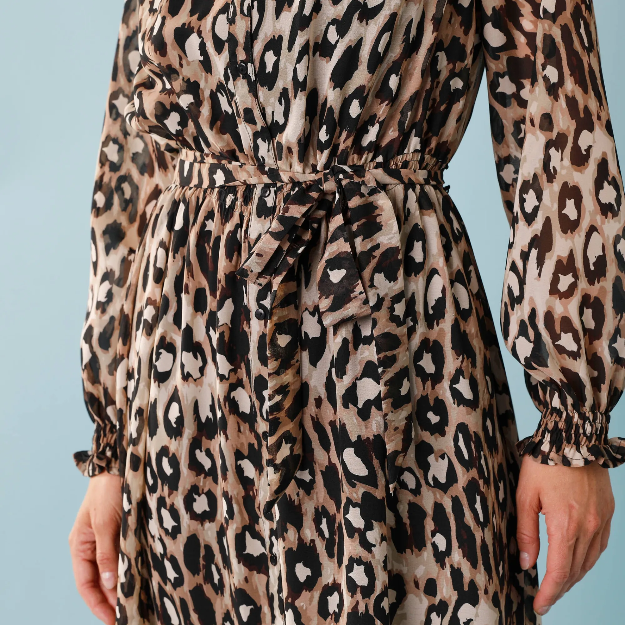 Feestoutfits Dames|Jurk<Blancheporte Hemdjurk voor kleine lengtes, lupaardprint taupe / zwart