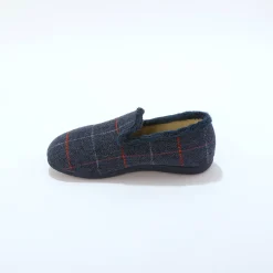 Schoenen|Schoenen Heren<Blancheporte Hoge pantoffels met voering van overwegend wol, ruitenprint marine
