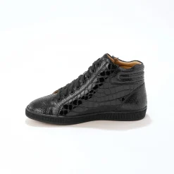Feestelijke Schoenen|Baskets En Sneakers<Blancheporte Hoge sneakers in soepel leer met kroko-effect en rits zwart