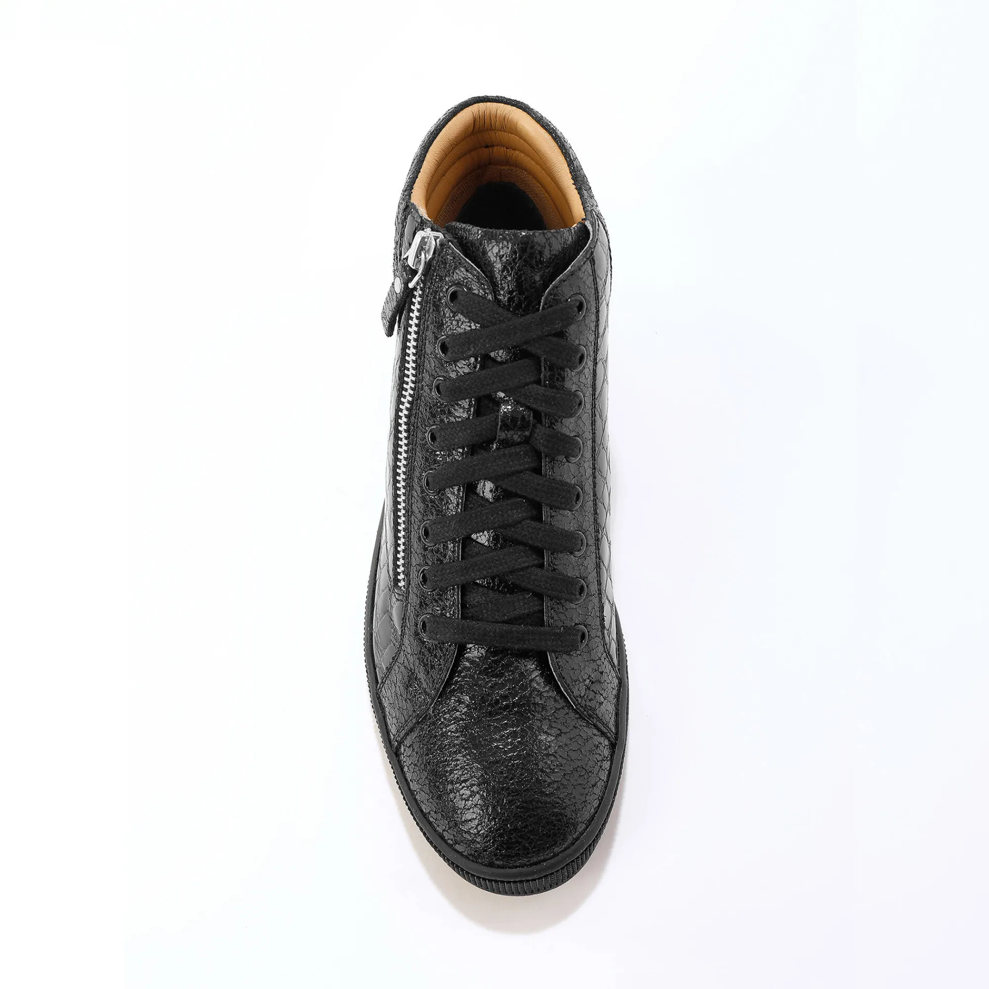 Feestelijke Schoenen|Baskets En Sneakers<Blancheporte Hoge sneakers in soepel leer met kroko-effect en rits zwart