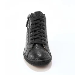 Feestelijke Schoenen|Baskets En Sneakers<Blancheporte Hoge sneakers in soepel leer met kroko-effect en rits zwart