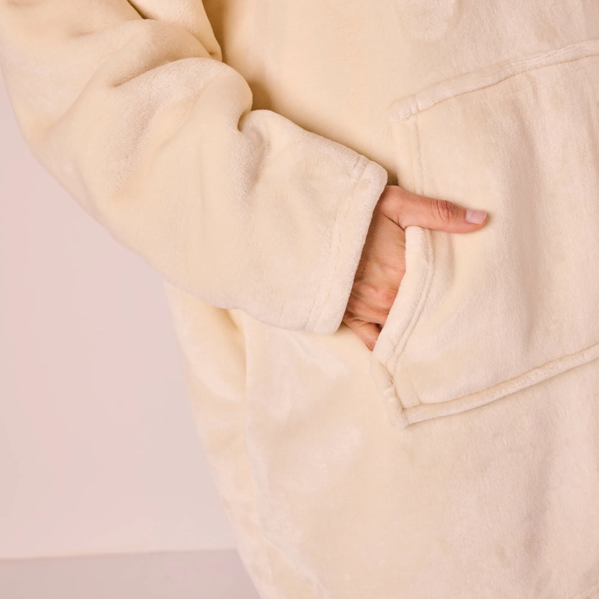 Plaid<Blancheporte Hoodie-plaid in fleece met kap en sherpavoering ecru