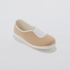 Sloffen|Sloffen<Blancheporte Huisballerina's met elastiek en stippenprint taupe
