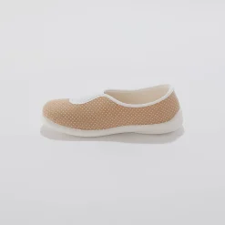 Sloffen|Sloffen<Blancheporte Huisballerina's met elastiek en stippenprint taupe
