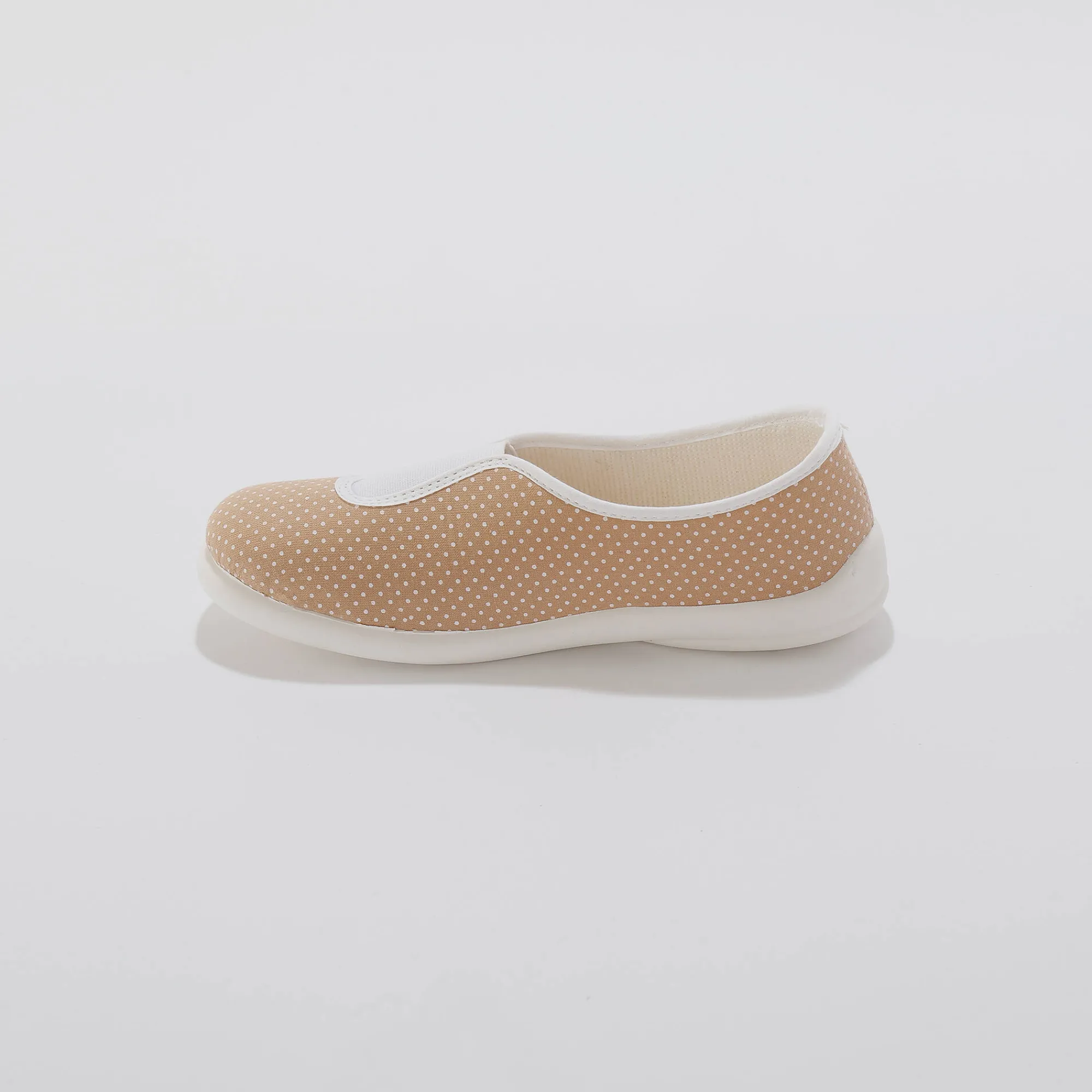 Sloffen|Sloffen<Blancheporte Huisballerina's met elastiek en stippenprint taupe