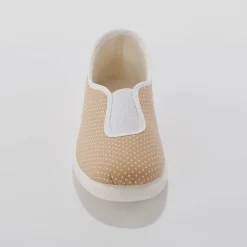 Sloffen|Sloffen<Blancheporte Huisballerina's met elastiek en stippenprint taupe