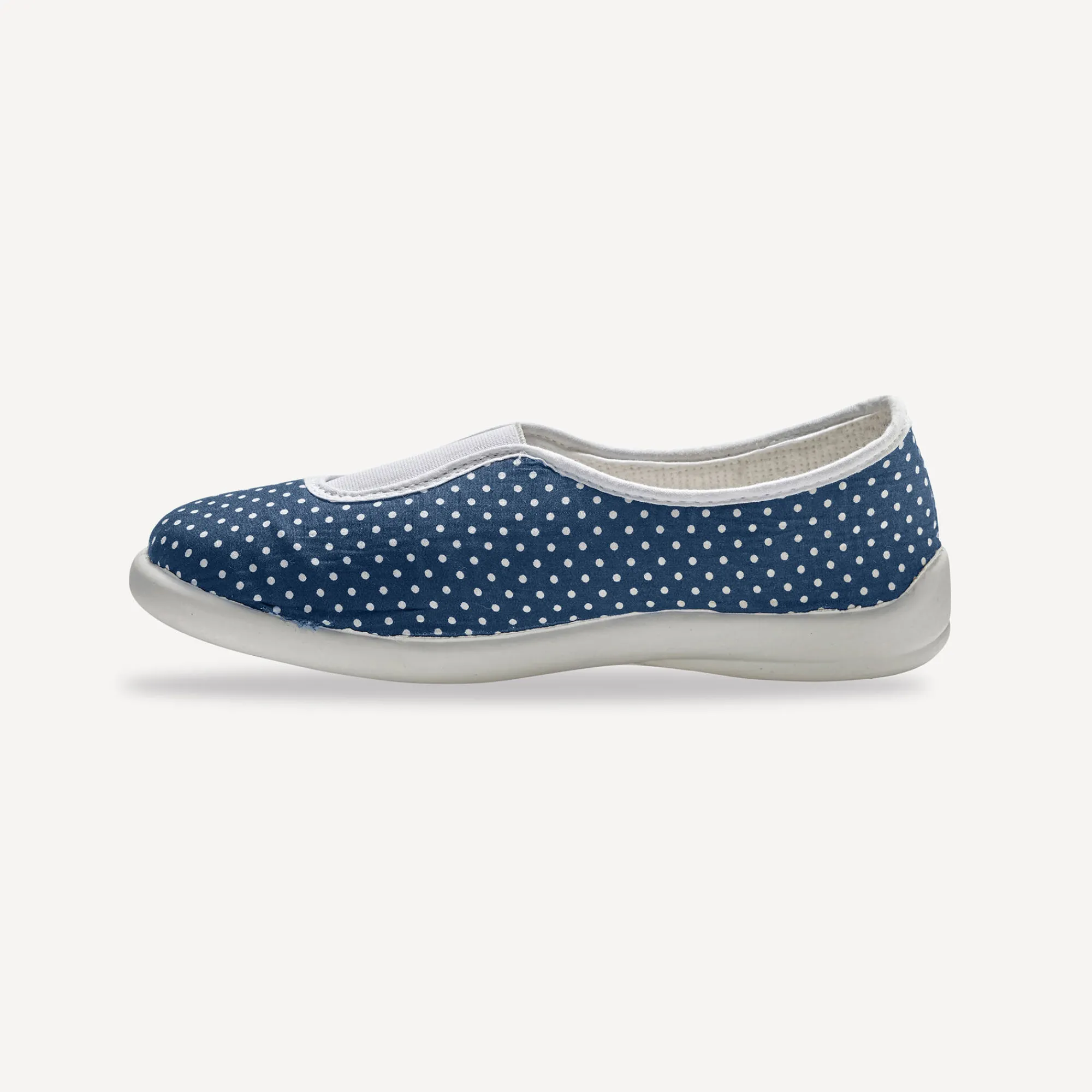 Sloffen|Sloffen<Blancheporte Huisballerina's met elastiek en stippenprint blauw