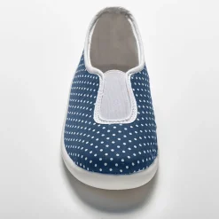 Sloffen|Sloffen<Blancheporte Huisballerina's met elastiek en stippenprint blauw
