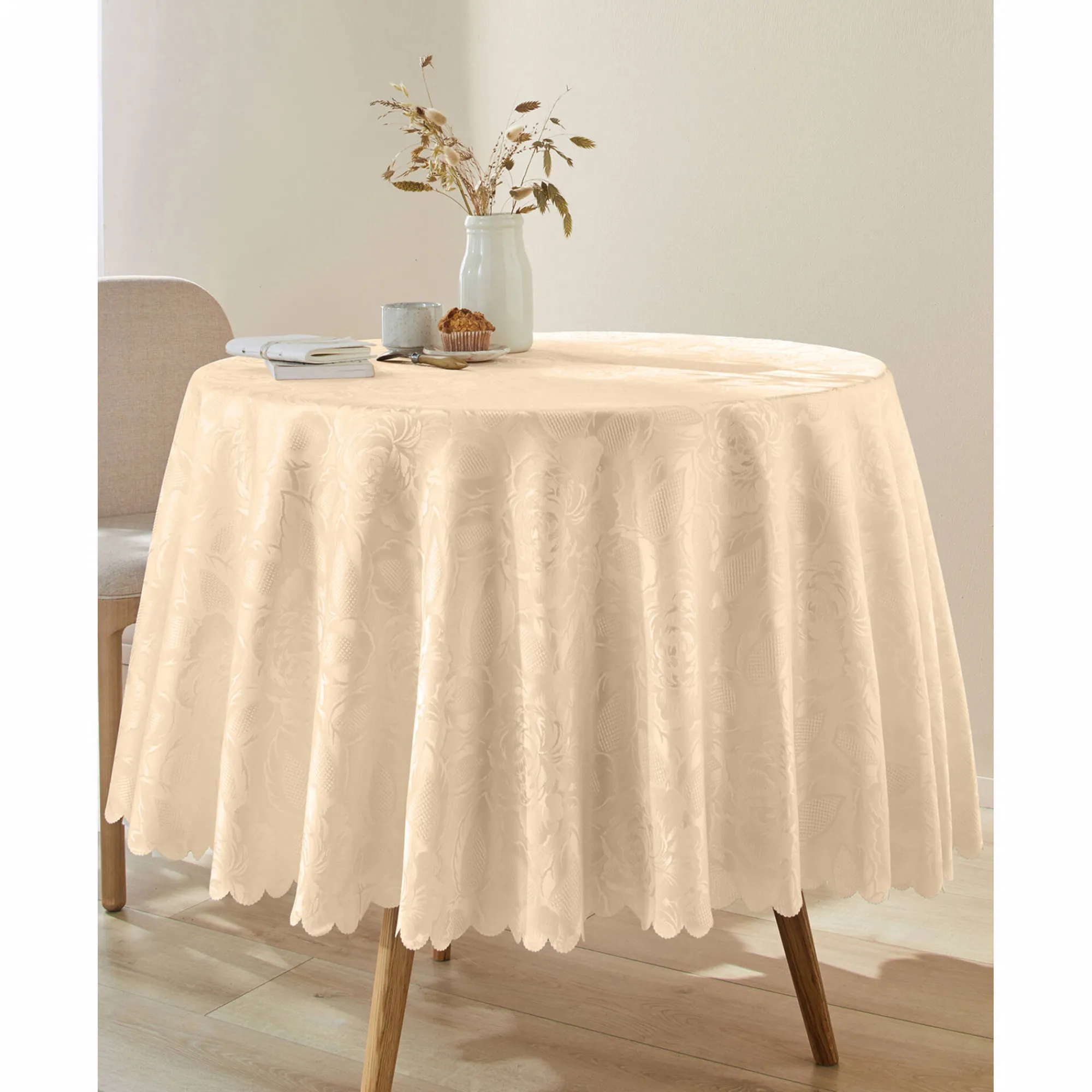 Feesttafel|Tafellaken En Tafelloper<Blancheporte Jacquard tafellaken in damast vanille
