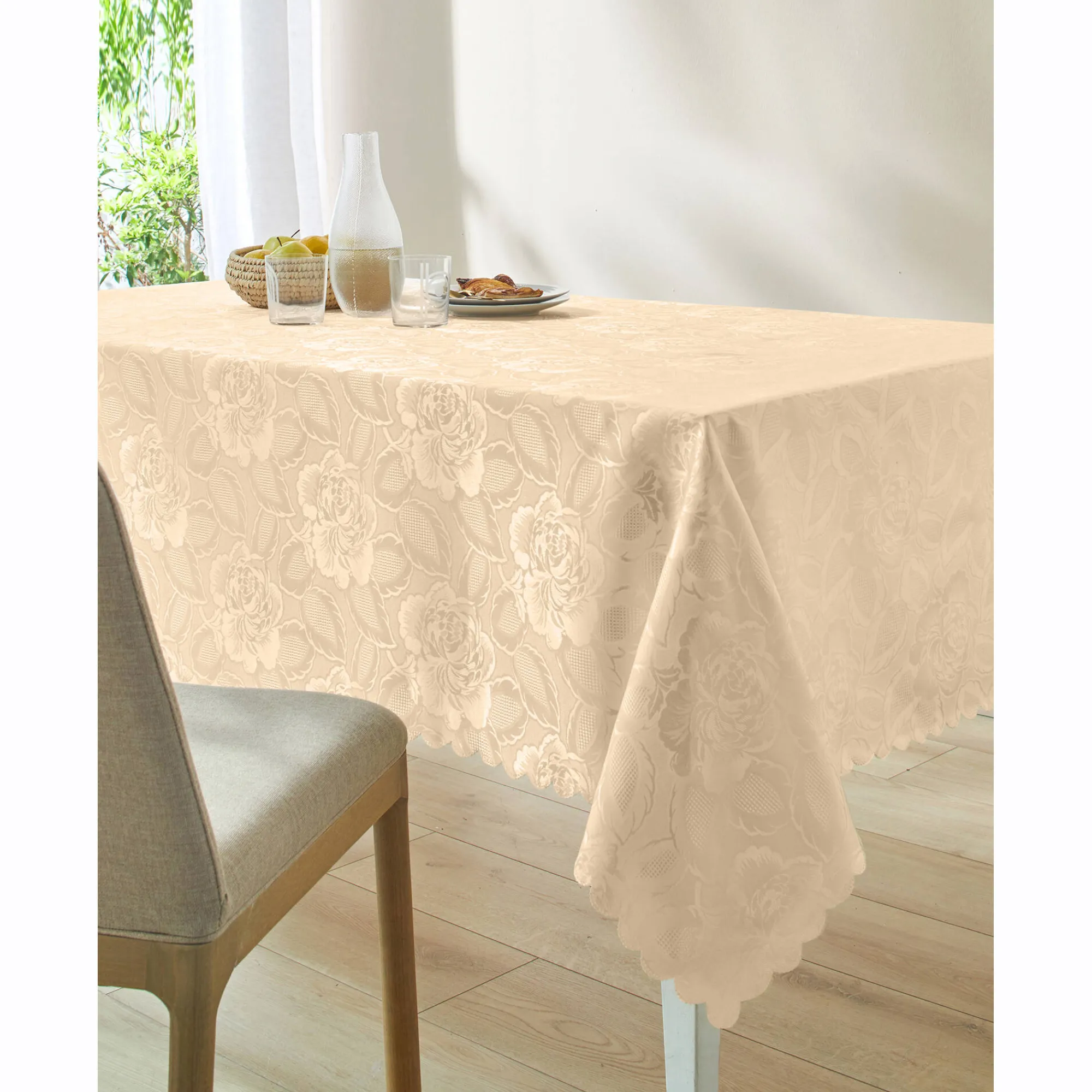 Feesttafel|Tafellaken En Tafelloper<Blancheporte Jacquard tafellaken in damast vanille