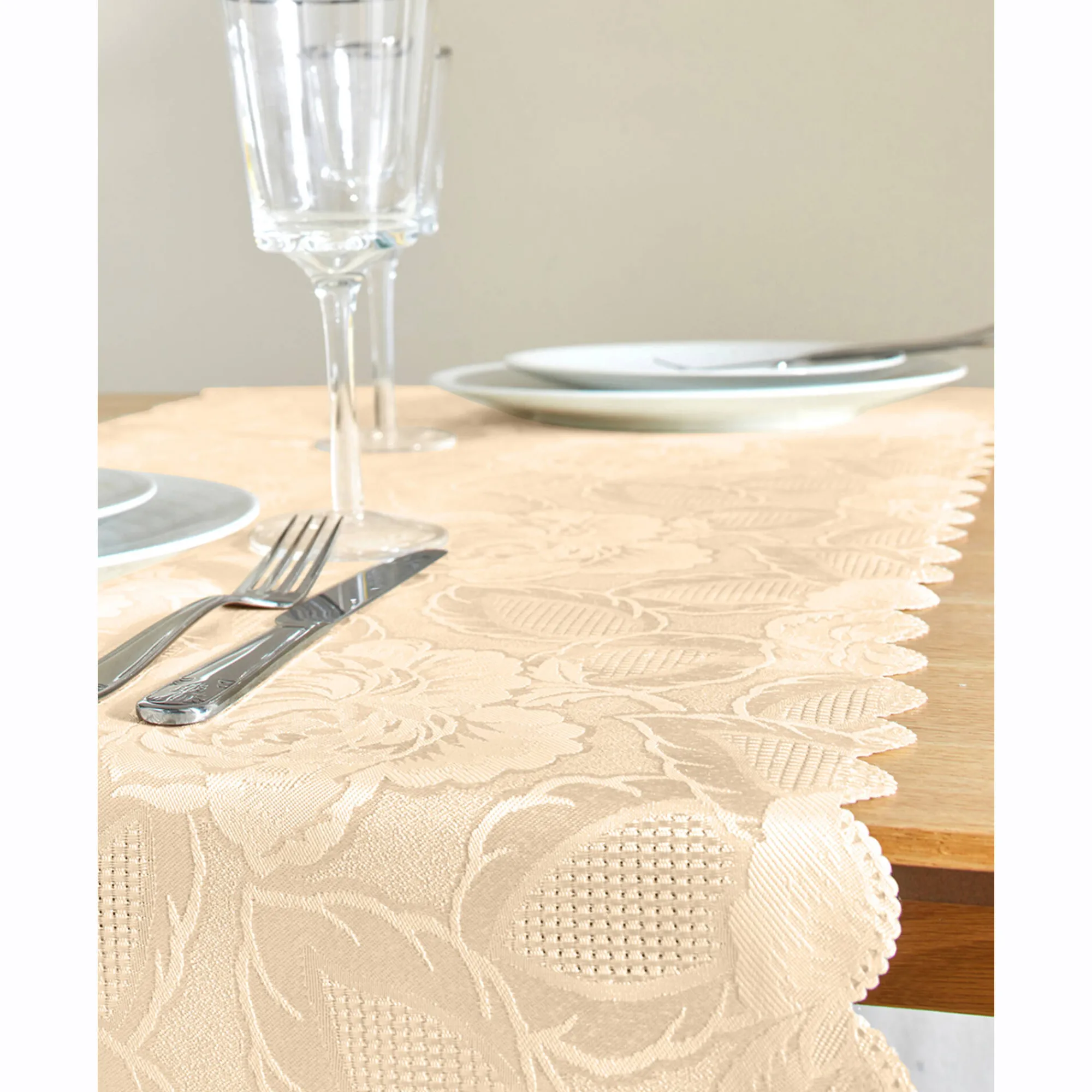 Feesttafel|Tafellaken En Tafelloper<Blancheporte Jacquard tafellaken in damast vanille