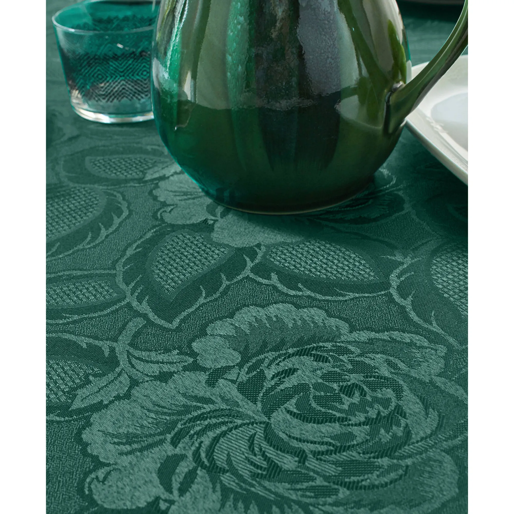 Feesttafel|Tafellaken En Tafelloper<Blancheporte Jacquard tafellaken in damast flessengroen