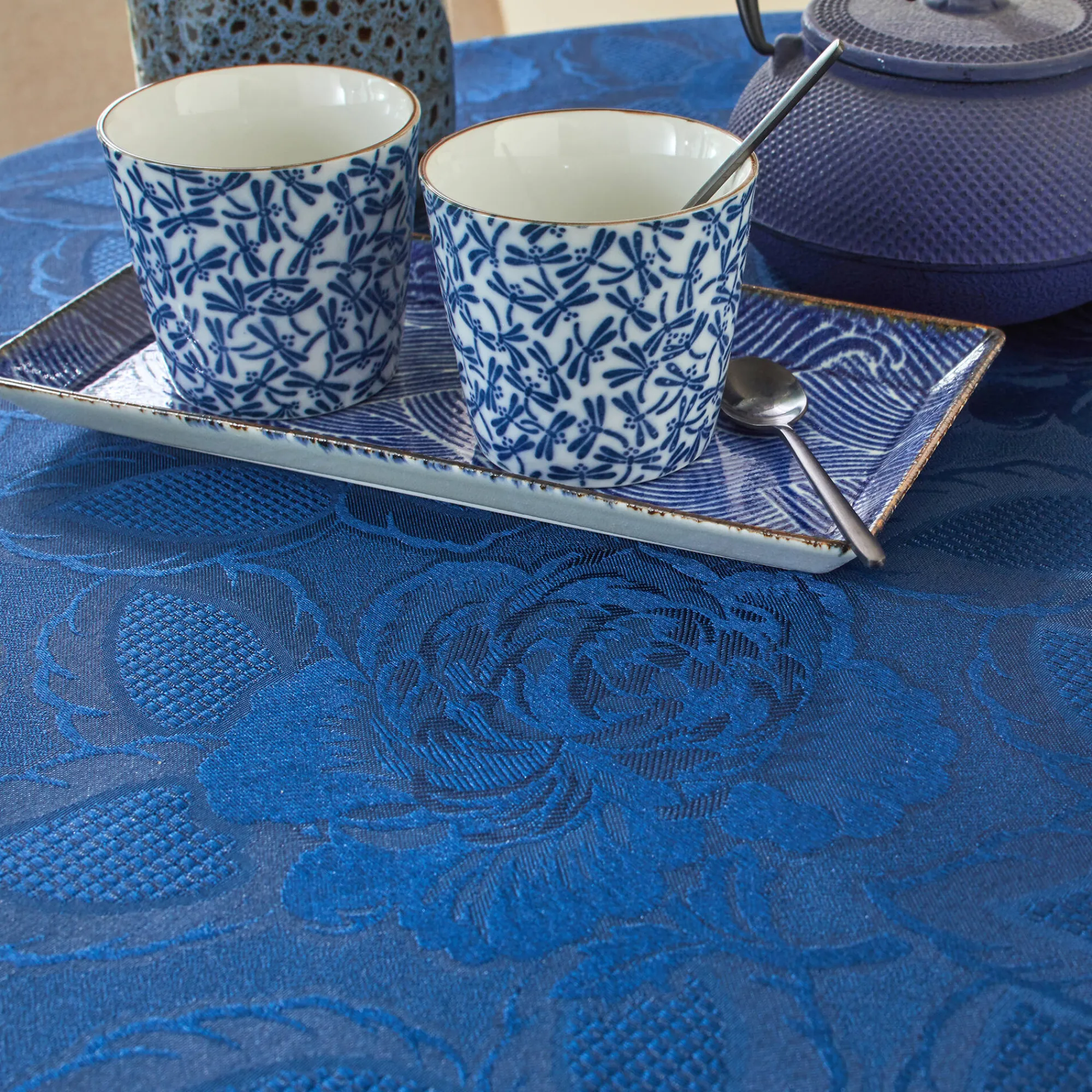 Feesttafel|Tafellaken En Tafelloper<Blancheporte Jacquard tafellaken in damast nachtblauw