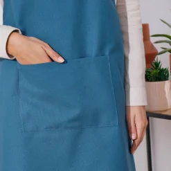 Schorten<Blancheporte Japanse keukenschort in effen katoen, personaliseerbaar blauw