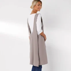 Schorten<Blancheporte Japanse keukenschort in effen katoen, personaliseerbaar taupe