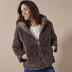 Parka En Donsjas<Blancheporte Jas in nepbont, omkeerbaar tot gewatteerde jas donkertaupe