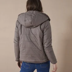 Parka En Donsjas<Blancheporte Jas in nepbont, omkeerbaar tot gewatteerde jas donkertaupe