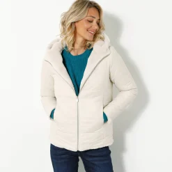 Parka En Donsjas<Blancheporte Jas in nepbont, omkeerbaar tot gewatteerde jas grijsbeige