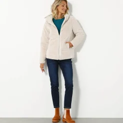 Parka En Donsjas<Blancheporte Jas in nepbont, omkeerbaar tot gewatteerde jas grijsbeige